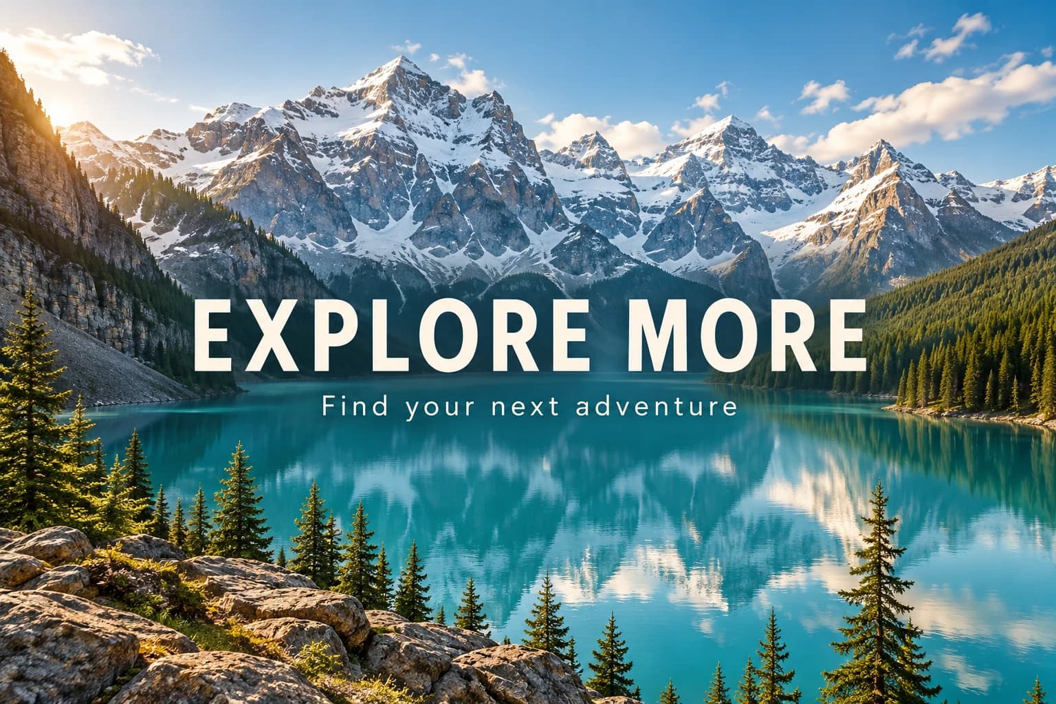 Travel poster with the rendered headline “EXPLORE MORE”