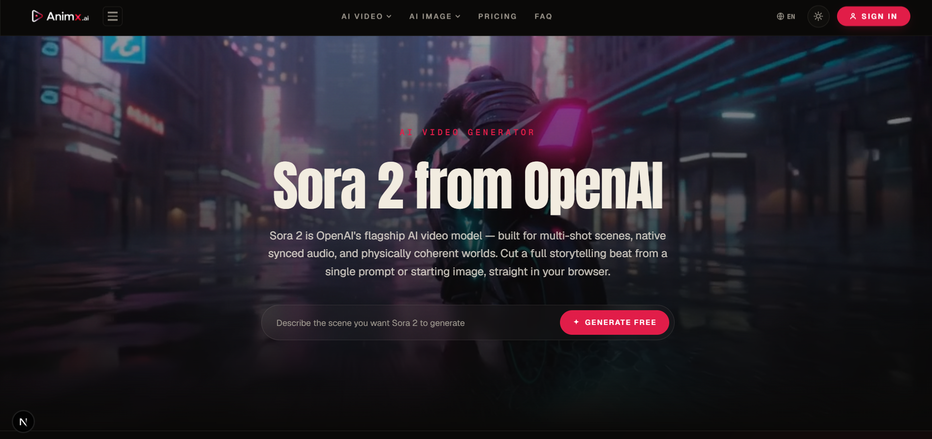 Sora 2 — multi-shot AI video generator with sound | animx